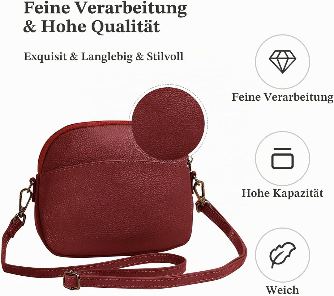 FANDARE Superleicht Schultertasche Echtleder Umhängetasche Damen für Arbeitstasche Reise Freizeit Sc