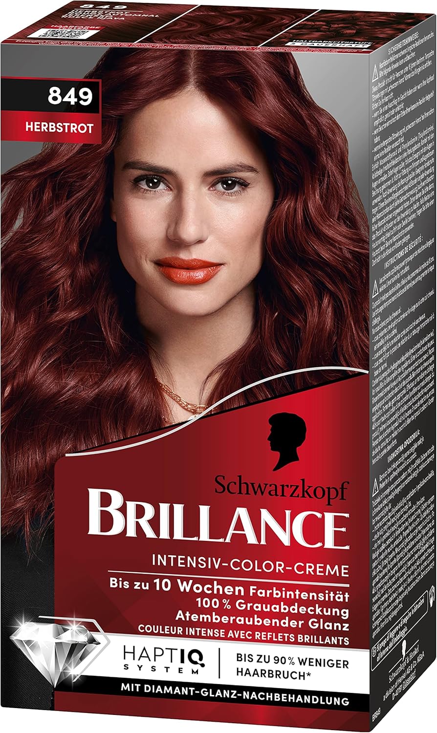 Brillance Intensiv-Color-Creme 849 Herbstrot (160 ml), dauerhafte Haarfarbe mit Diamant-Glanz und Pf