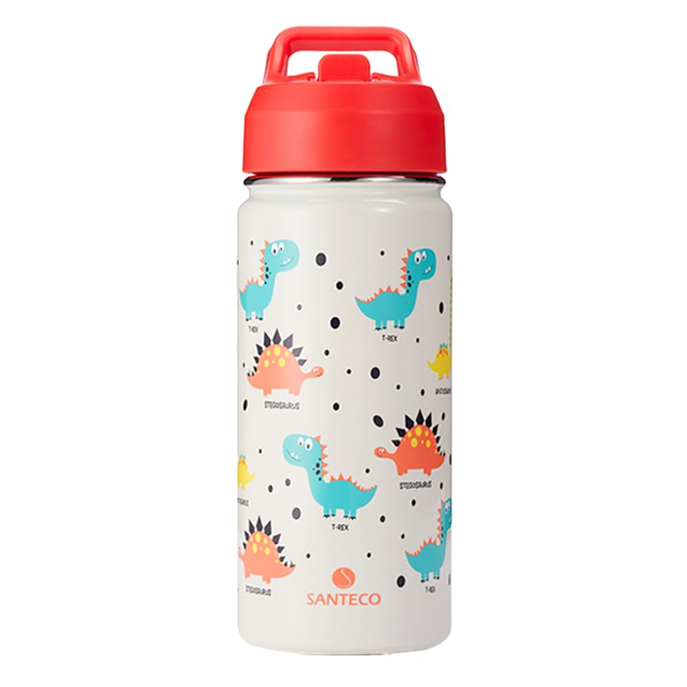 SANTECO Trinkflasche Kinder Edelstahl 500ml mit Strohhalm Auslaufsicher - Kinder Thermosflasche BPA-