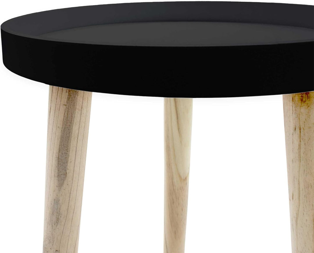 Spetebo Deko Holz Tisch 36x30 cm - schwarz - Kleiner Beistelltisch Couchtisch Sofatisch, Schwarz