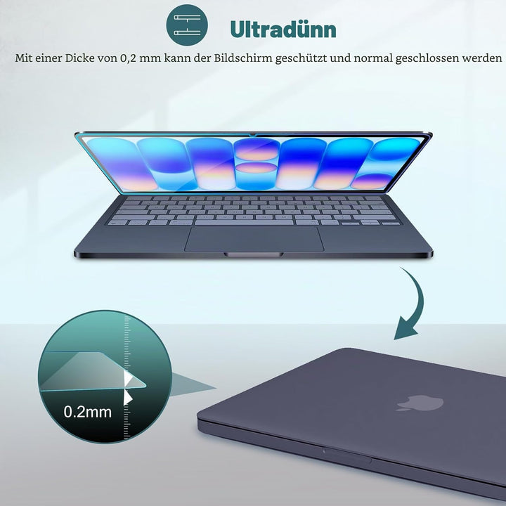 ProCase 2 Stück Displayschutzfolie für 13" MacBook Neo 2026, 9H Gehärtetes Panzer Glas Schutzfolie f