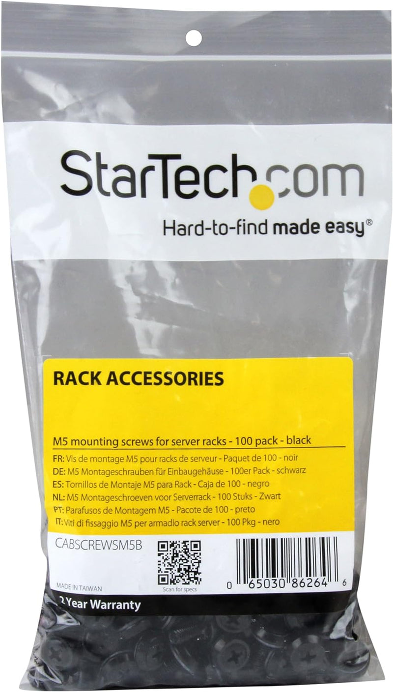 StarTech.com M5 x 12mm - Montageschrauben - 100er Pack - M5 Schrauben für Server Rack und Serverschr