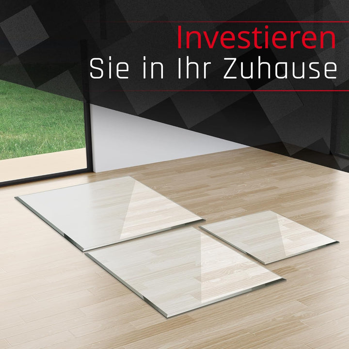 BIJON Funkenschutz-Platte mit Facettenschliff | Glasplatte Kaminofen | Kaminschutz mit ESG Sicherhei