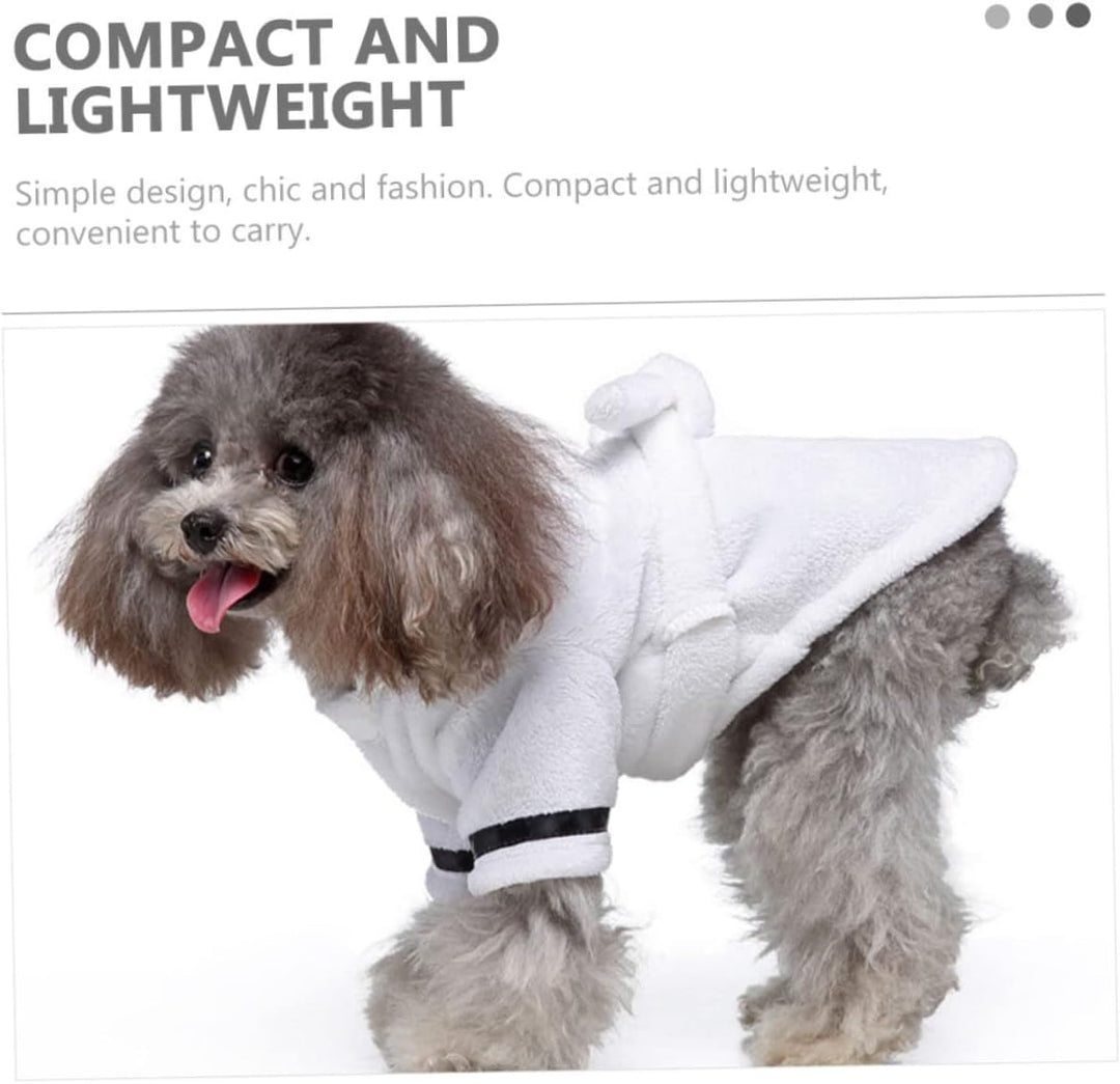 UPKOCH Hundebademantel aus Polyester für Kleine Hunde Saugfähig und Schnell Trocknend Weiss mit Bequ