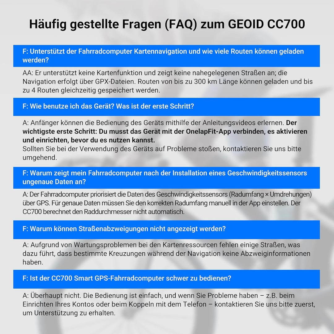 GEOID CC700 GPS Fahrradcomputer kabellos mit 2,8 Zoll Farbbildschirm – Fahrradtacho mit Route-Naviga