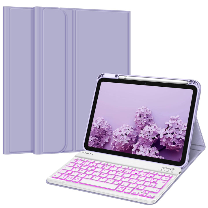 Fintie Tastatur Hülle für iPad 10. Generation 2022 (10.9 Zoll), Keyboard Case mit 7-farbig Beleuchte