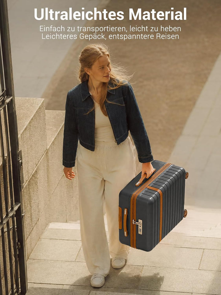 KONO Koffer Trolley Gross Koffer Reisekoffer von ABS+PC Hartschalenkoffer mit 4 Rollen TSA Schloss (