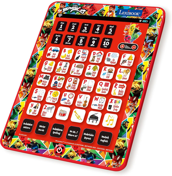 Lexibook, Miraculous Ladybug Cat Noir, Educational Bilingual Interactive Tablet, Spielzeug zum Lerne