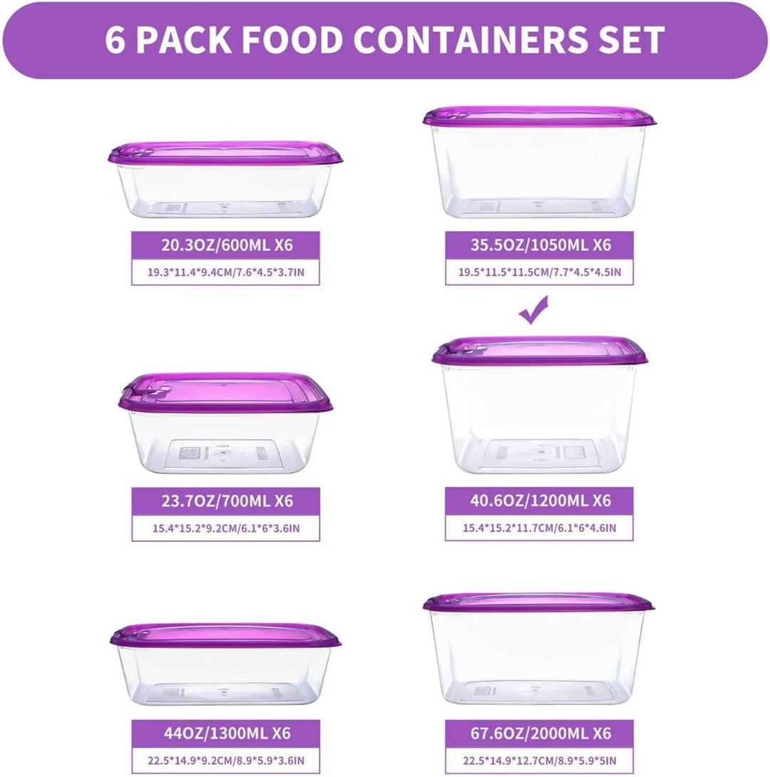 Frischhaltedosen Mit Deckel, 1050ML*6, Meal Prep Boxen Mikrowellengeeignet, Küche Vorratsbehälter Se