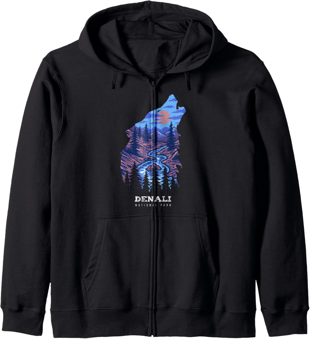 Denali Reminder - National Park Wolf Souvenir Kapuzenjacke