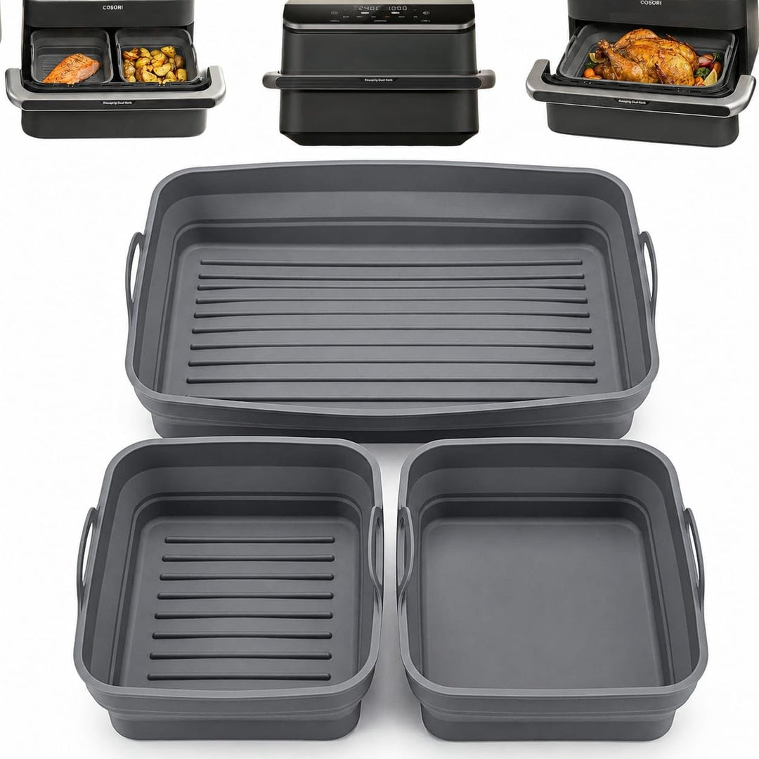 Kompatibel mit Cosori TwinFry 10L – Faltbare Silikonformen für Heissluftfritteuse/Airfryer (1×Gross