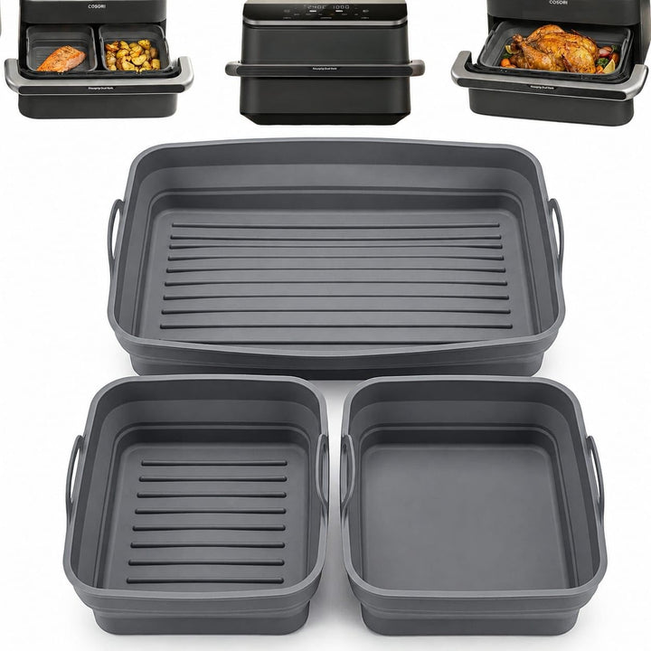 Kompatibel mit Cosori TwinFry 10L – Faltbare Silikonformen für Heissluftfritteuse/Airfryer (1×Gross
