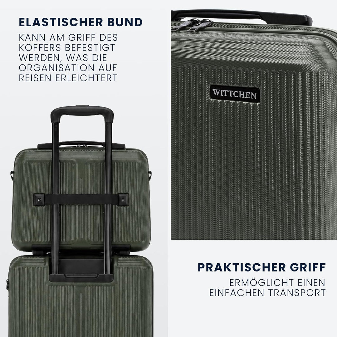 WITTCHEN Stripes Line Kofferset mit Kosmetiktasche Reisekoffer Hartschalenkoffer ABS 4 Doppelrollen