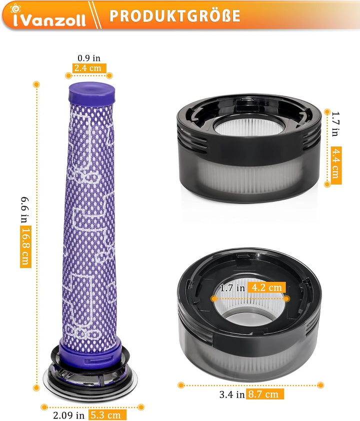 Filter Set für Dyson V8 Cyclone V8 Focus Mattress V8 Advanced Staubsauger | Kompatibel mit V8 origin