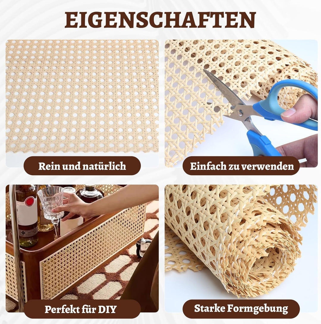 Wiener Geflecht 40x300 CM, Wasserdicht PE Rattan Gurtband, Schimmelfest Handgemachtes Rattan Möbelde