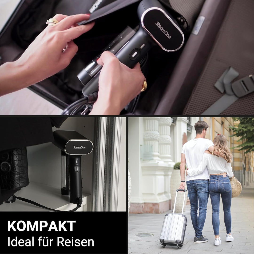STEAMONE – Dampfglätter 2000W, 33g/min – Tragbares Bügeleisen – 150ml – Entfernt 99,99% der Verunrei