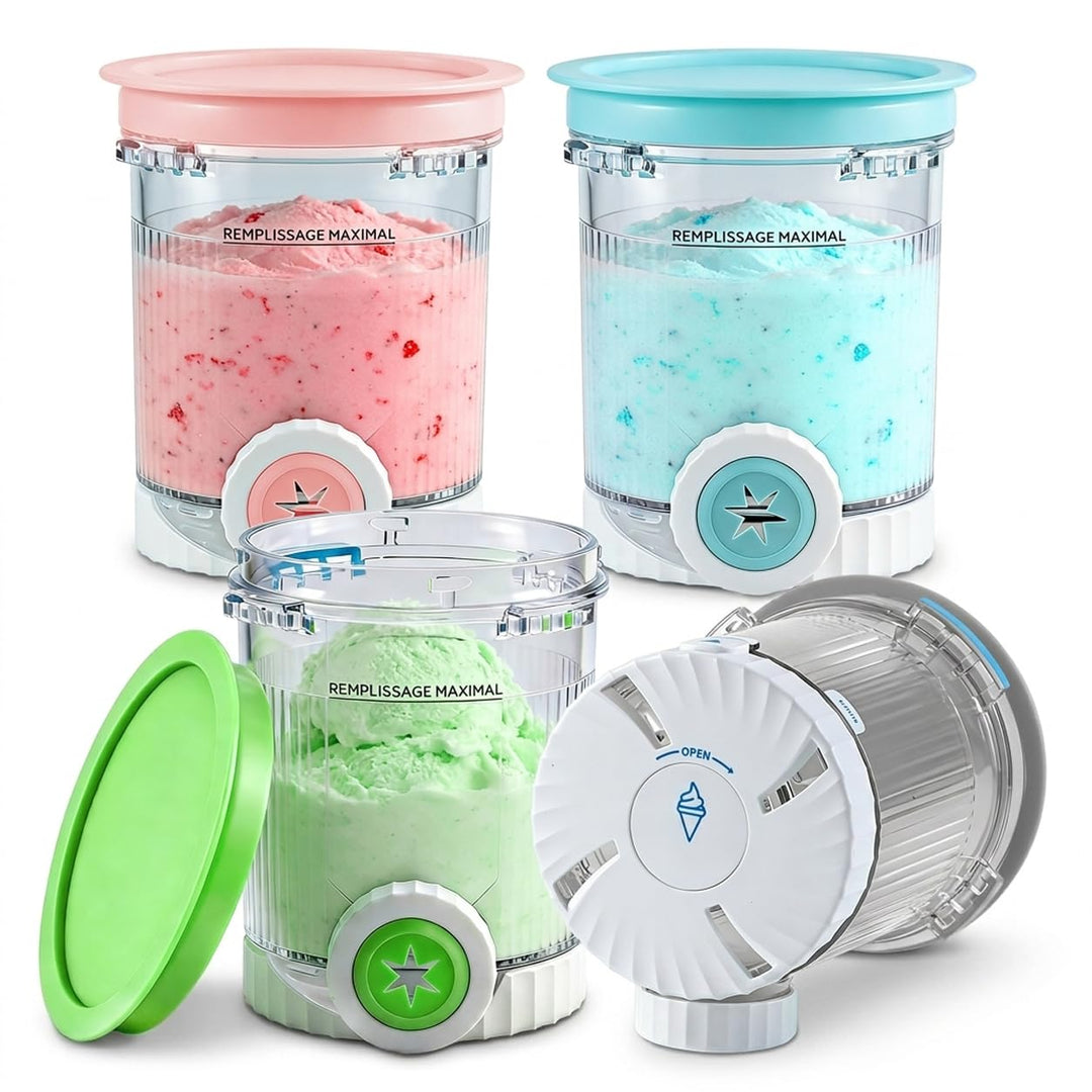Qingning 4 Stück Behälter für Ninja Swirl by CREAMi, 480 ml Eisbehälter Set für Ninja Creami NC701 &