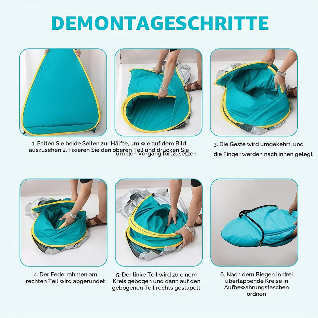 Pop Up Strandmuschel mit UV Schutz 50+, Automatisches Strandzelt Windschutz für 2-3 Personen, Wasser