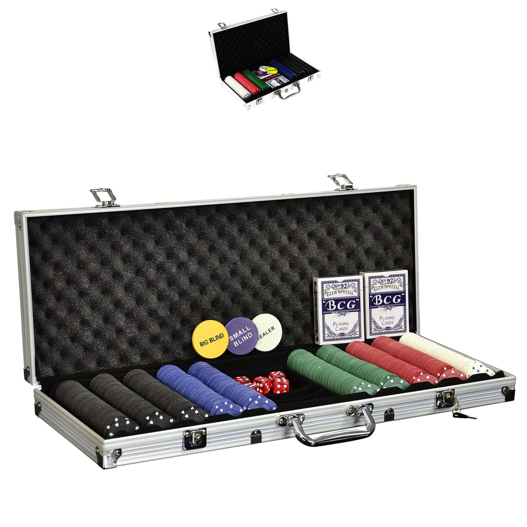 SONLEX Pokerkoffer mit 300 500 Pokerchips abschliessbar Pokerkarten Zubehör Deluxe Pokerset Casino A