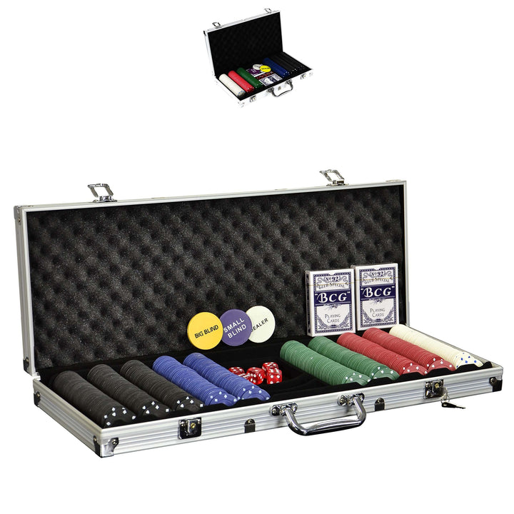 SONLEX Pokerkoffer mit 300 500 Pokerchips abschliessbar Pokerkarten Zubehör Deluxe Pokerset Casino A