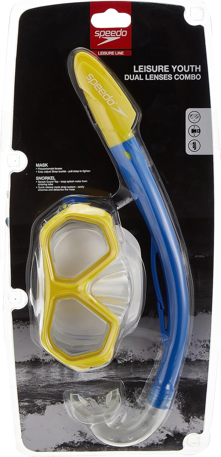 Speedo Jungen Leisure Junior Dual Lenses Combo Schwimmbrille Einheitsgrösse gelb/königsblau, Einheit