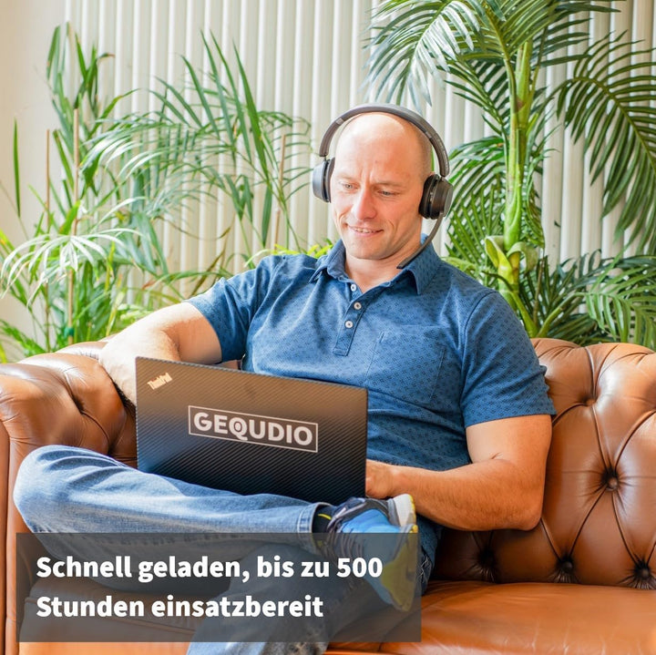 GEQUDIO GB-2 Headset mit Mikrofon Bluetooth | Kopfhörer Kabellos | Passives Noise Cancelling | 2 Ger
