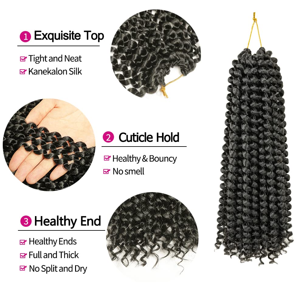 Passion Twist Hair, 7 Packungen 12 Zoll Crochet Braids Hair Wasserwellen-Häkelhaar für langes böhmis