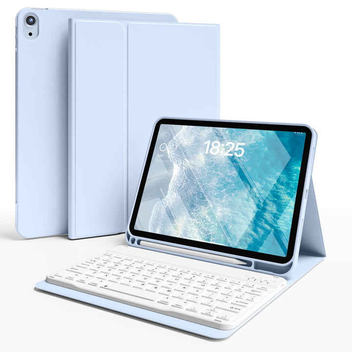 JKSML Hülle mit Tastatur für iPad (A16) 11./10.Gen 11/10.9 Zoll (2025/2022) Himmelblau, Himmelblau
