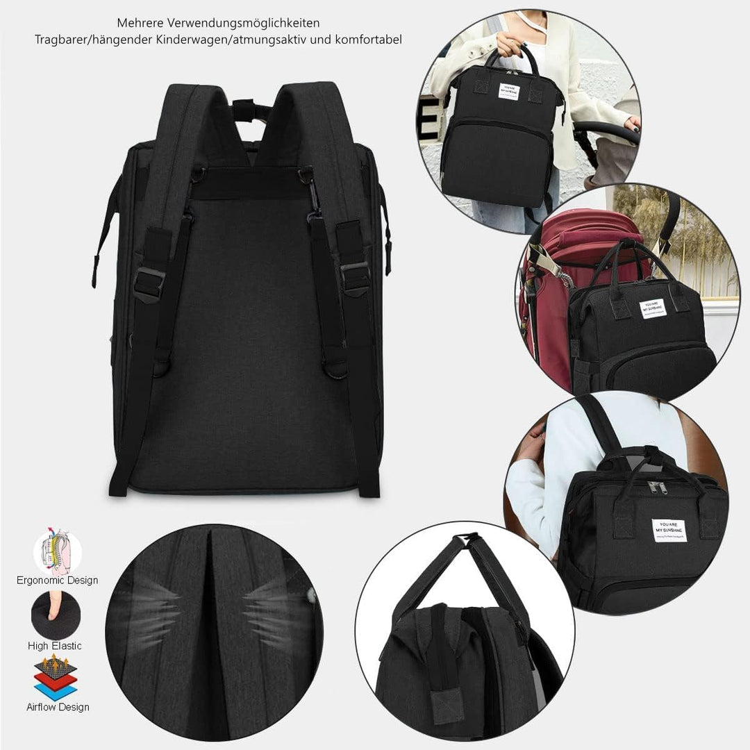 Baby Wickeltasche Rucksack,Diaper Backpack,Babytasche Reiserucksack mit Wickelauflage,Multifunktiona