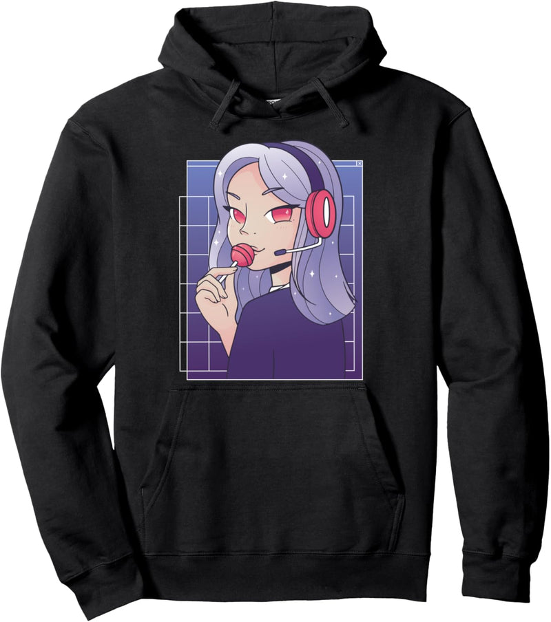 Anime Gamer Girl mit Headset & Lollipop | Niedliches Motiv Pullover Hoodie