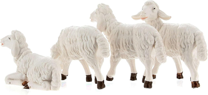 Holyart Weihnachtskrippen: Schafe für 12-cm-Krippe, Kunststoff, 4-teilig