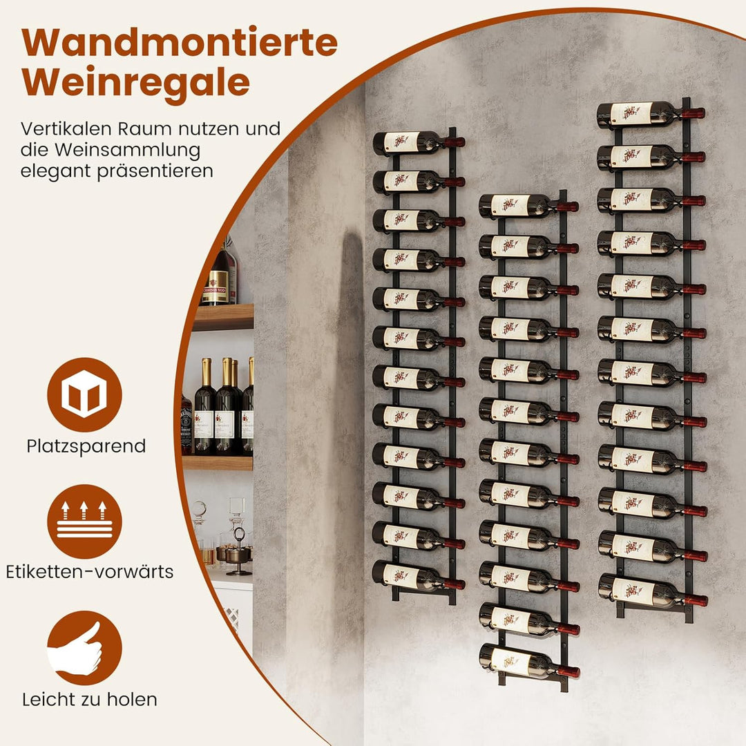 COSTWAY Weinregal Wand für 12 Weinflaschen, Flaschenhalter Metall, Flaschenregal Industrial, Aufbewa
