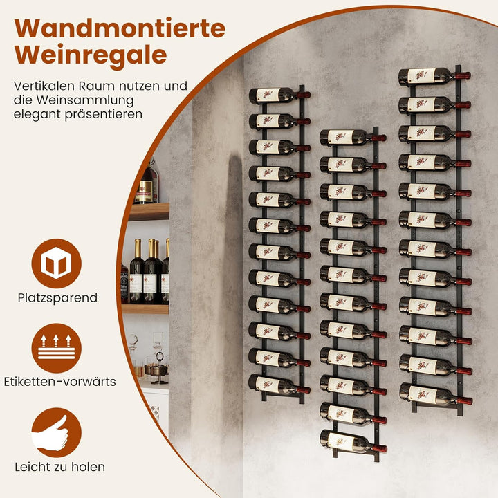 COSTWAY Weinregal Wand für 12 Weinflaschen, Flaschenhalter Metall, Flaschenregal Industrial, Aufbewa