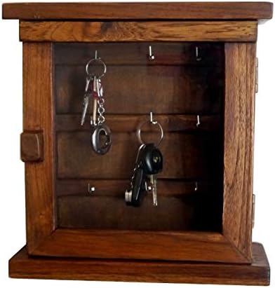 livasia Schlüsselschränkchen aus Teakholz, Schlüsselkasten, Holzschränkchen für Schlüssel (Handarbei