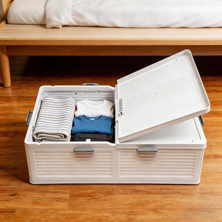 Faltbare Unterbettkommode mit Rollen, Betten Box Stauraum Bett Aufbewahrungsbox mit 6 Schnallen &amp; Do