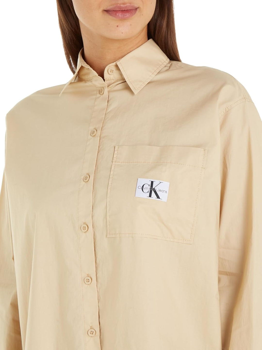Calvin Klein Damen Gewebte Oberteile, Beige (Warm Sand)