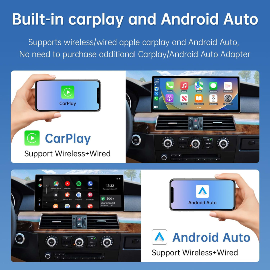 Road Top 12,3 Zoll Ultraschmaler Autoradio Carplay für BMW 5er CIC | für BMW 5er E60/E61 mit CIC (20