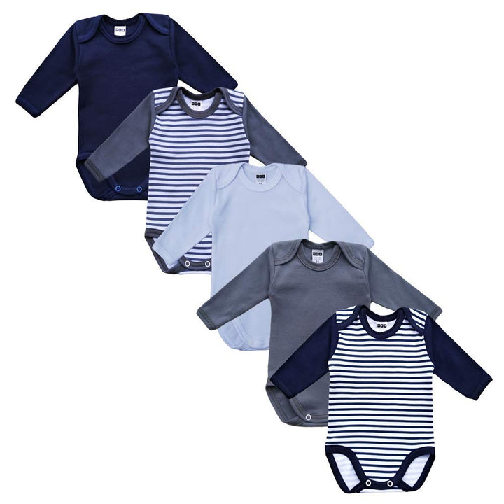 Unisex Baby Langarm Body aus 100% Baumwolle im 5er Pack, Baby Body mit Aufdruck für Mädchen und Jung