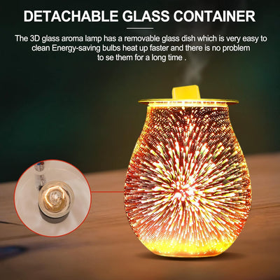 Elektrische Duftlampe, YUNYODA 3D Glas Aroma Lampe Wachsbrenner, Ölbrenner Wachs Schmelzbrenner Wärm