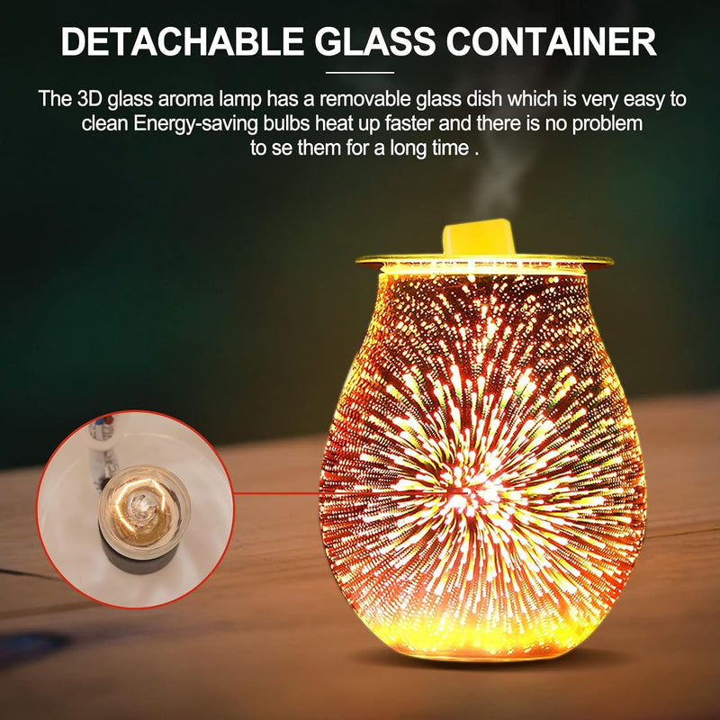 Elektrische Duftlampe, YUNYODA 3D Glas Aroma Lampe Wachsbrenner, Ölbrenner Wachs Schmelzbrenner Wärm
