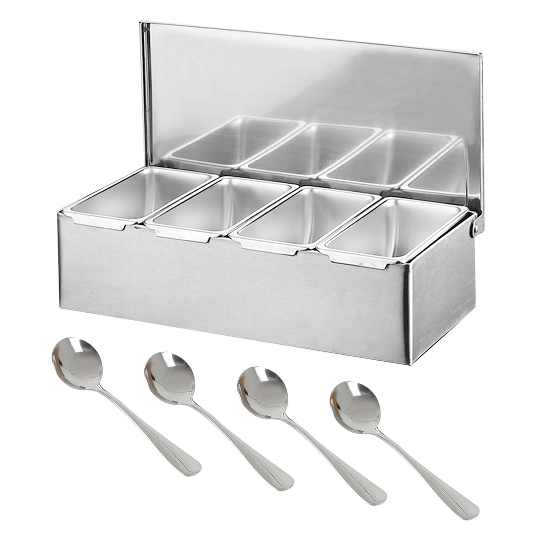 Multi Zutatenbehälter, Edelstahl Behälter Beilagenbehälter mit Deckel, Bar Cocktail Zutatenbehälter