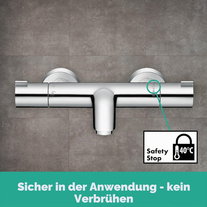 hansgrohe Ecostat - Wannenthermostat Aufputz, Wannenarmatur mit Sicherheitssperre (SafetyStop) bei 4