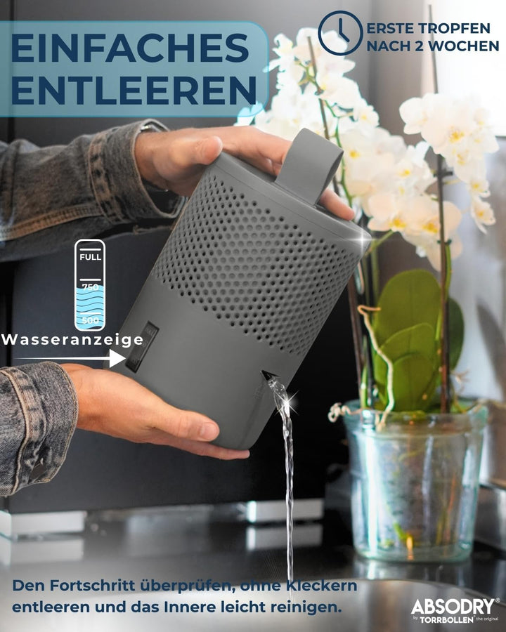 Absodry Duo Family Luftentfeuchter für 25m2 Entfeuchter 600 g Granulat-Beutel, 1000 ml leise ohne St