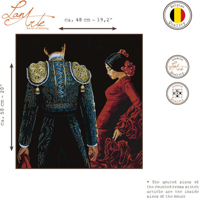 Lanarte Zählmusterpackung Spanisches Paar Aida Kreuzstichpackung, Baumwolle, Mehrfarbig, 48 x 50 x 0