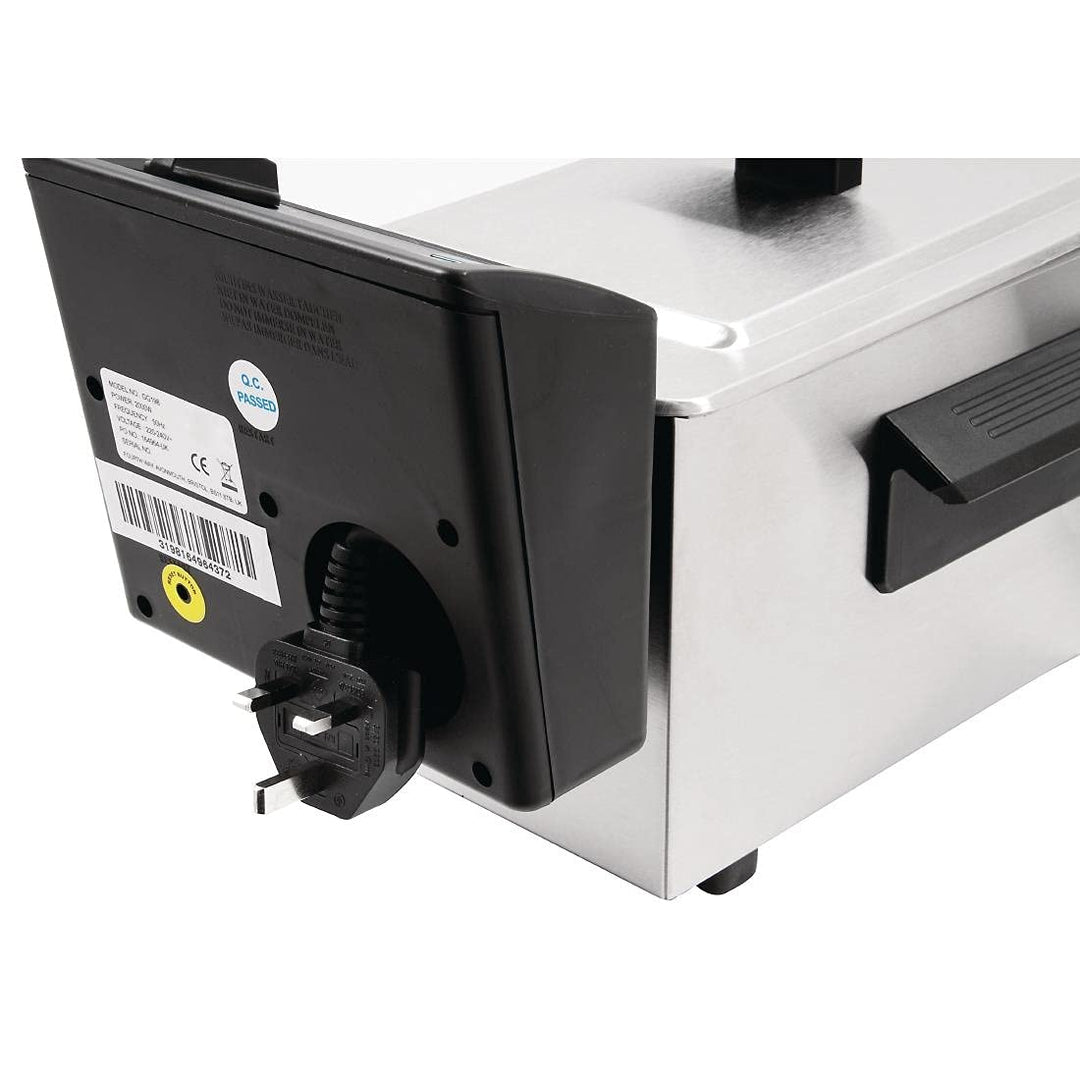 Caterlite 2kW-Edelstahl-Einzelbehälter-Elektrofritteuse 3,5 Liter, inkl. Deckel, Temperaturbereich 1