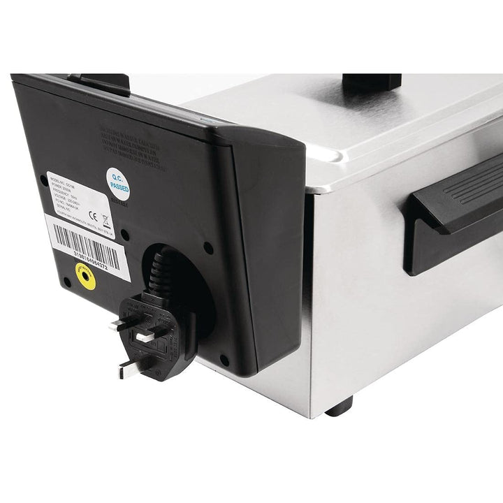 Caterlite 2kW-Edelstahl-Einzelbehälter-Elektrofritteuse 3,5 Liter, inkl. Deckel, Temperaturbereich 1