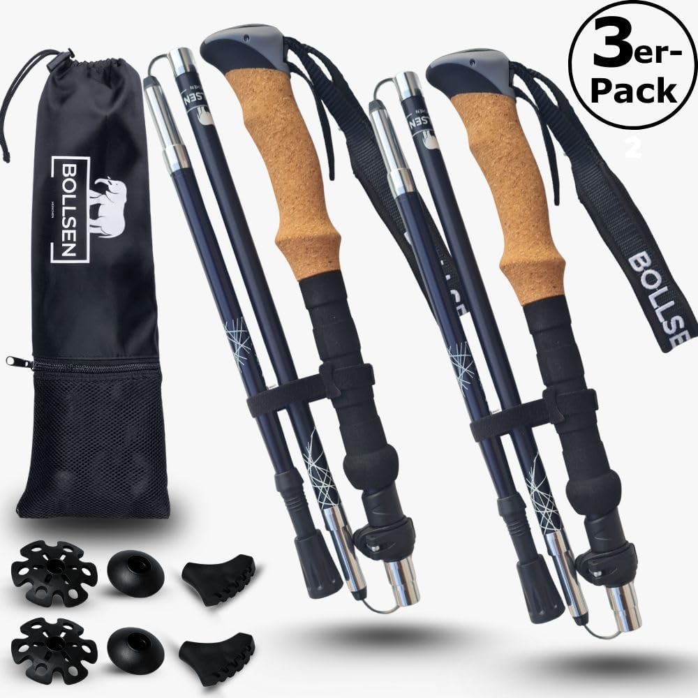 BOLLSEN Expedition Pro Wanderstöcke faltbar – Leichte Aluminium Trekkingstöcke, faltbar & höhenverst