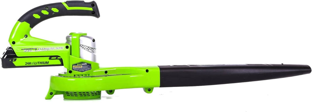 Greenworks 24V Akku-Laubbläser mit 2Ah Akku und Ladegerät, 140/200 km/h Zwei Geschwindigkeiten Akku-