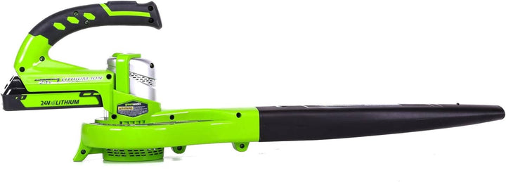 Greenworks 24V Akku-Laubbläser mit 2Ah Akku und Ladegerät, 140/200 km/h Zwei Geschwindigkeiten Akku-