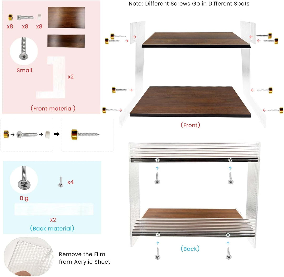 SNAIL GARDEN Acryl & Holz Kaffee-Station Organizer mit Erhöhten Rändern – 2-stöckiger Kaffee-Bar Org